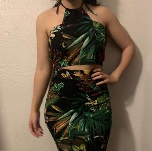Two piece jungle floral set